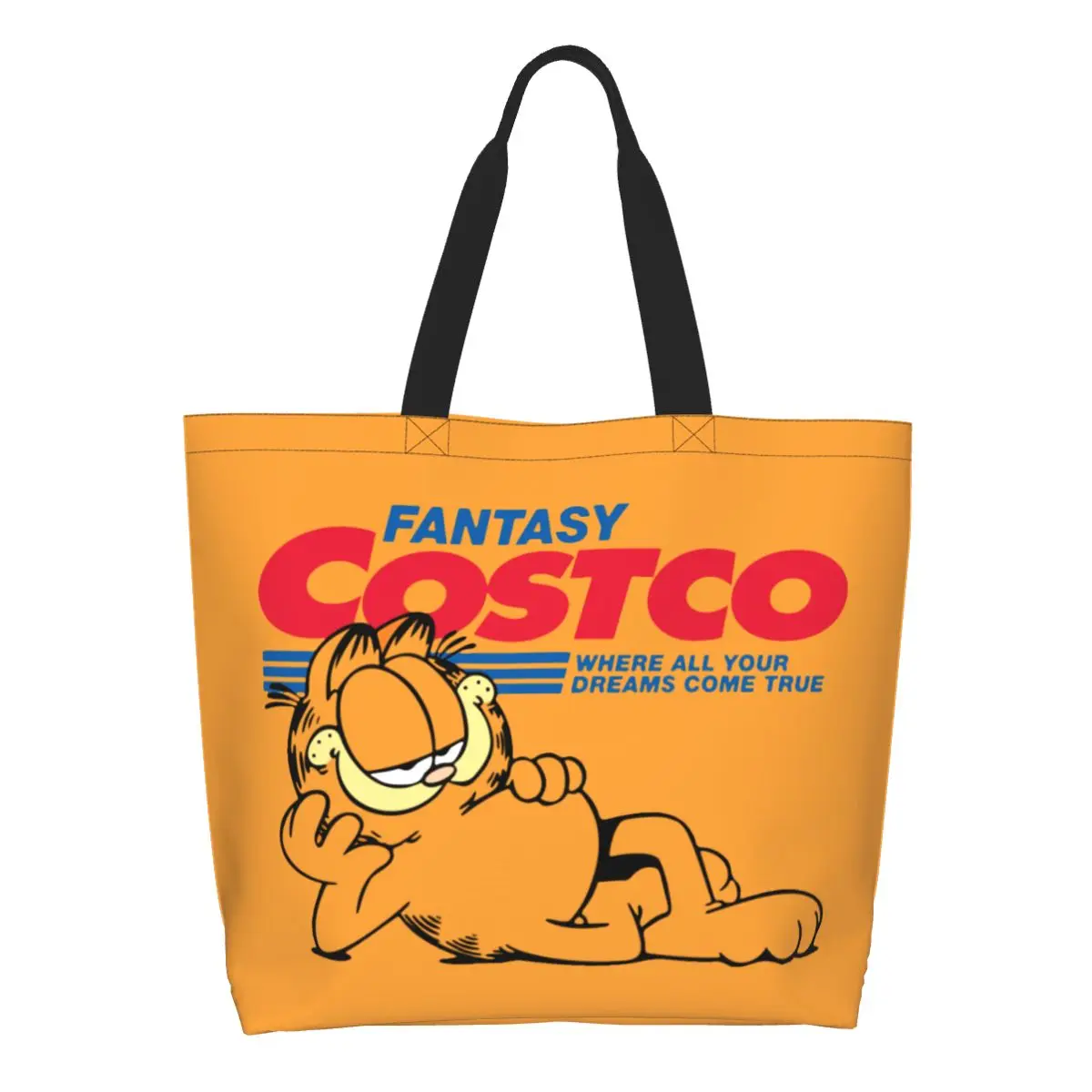 

Пользовательские Фэнтези Коко Веселые Бакалея Сумки-тоут для покупок Забавный кот Гарфилд Холст Сумки-шопперы на плечо Сумка большой вместимости