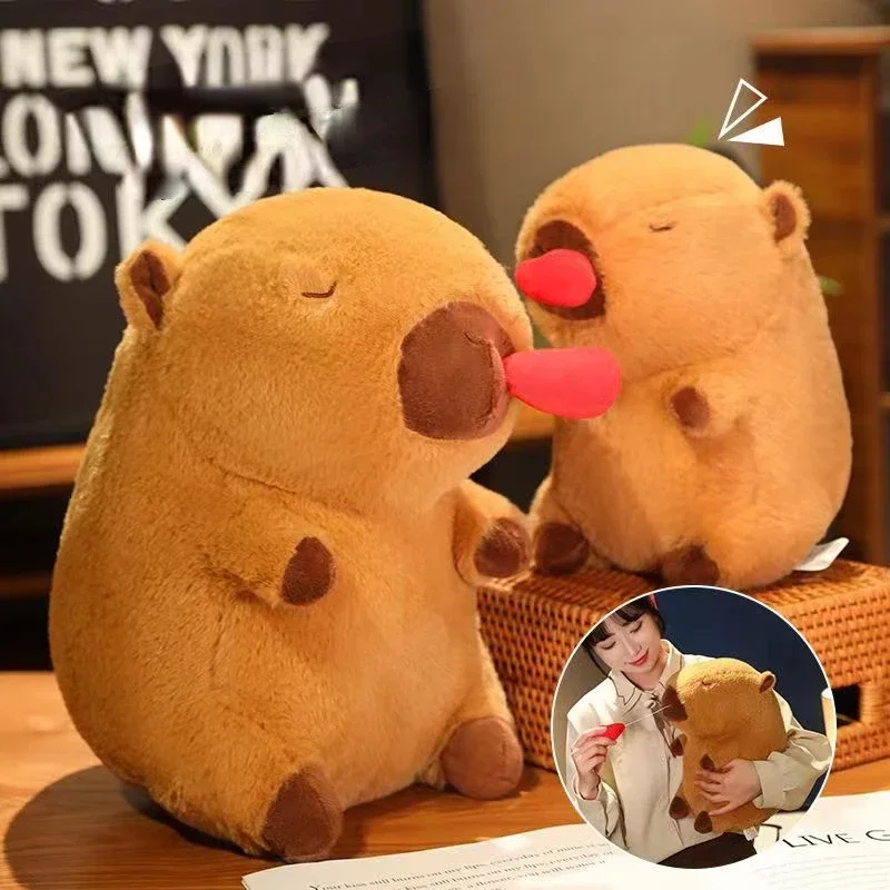 Capybara 만화 봉제 장난감 시뮬레이션 동물 인형 베개, 가정 장식, 푹신하고 부드러운 봉제 인형, 어린이 크리스마스 선물, 25cm