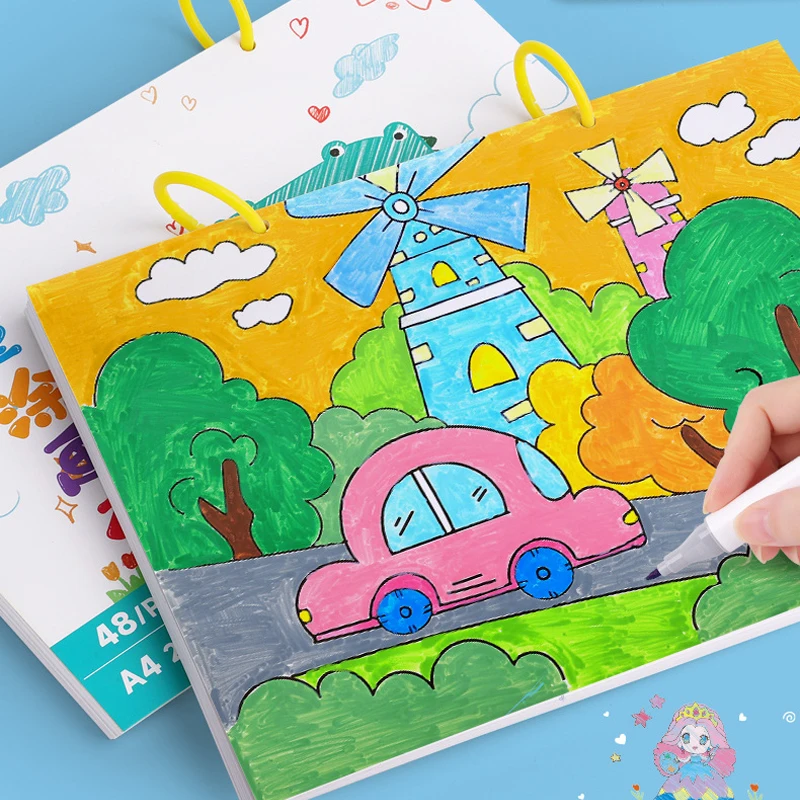 3-6 Ages Children's Coloring Calligraphy Painting Notebook Kindergarten Graffiti Coloring Picture Drawing Book