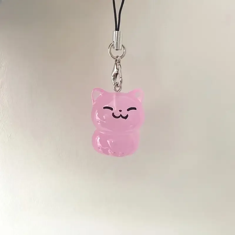 لطيف القط متوهجة الهاتف المحمول قلادة جالبة للحظ الراتنج سلسلة ل iP 16 CCD كاميرا البريدي حقيبة الملحقات في كوريا Kawaii أنيمي حالات