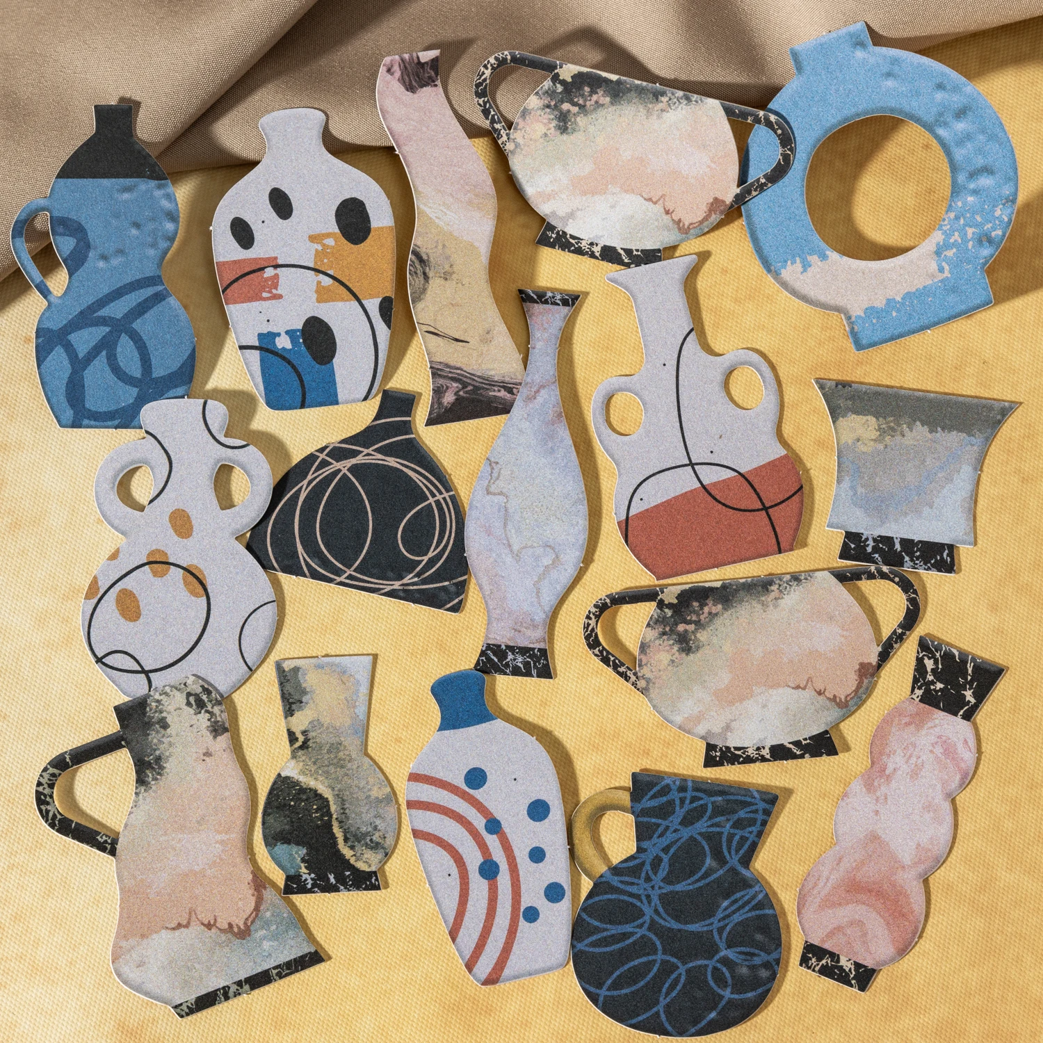 30 Sheets Bottle Art Theme Simulation Hard Card Stickers for DIY Scrapbooking Guitar Phone Case Notebook Decoration