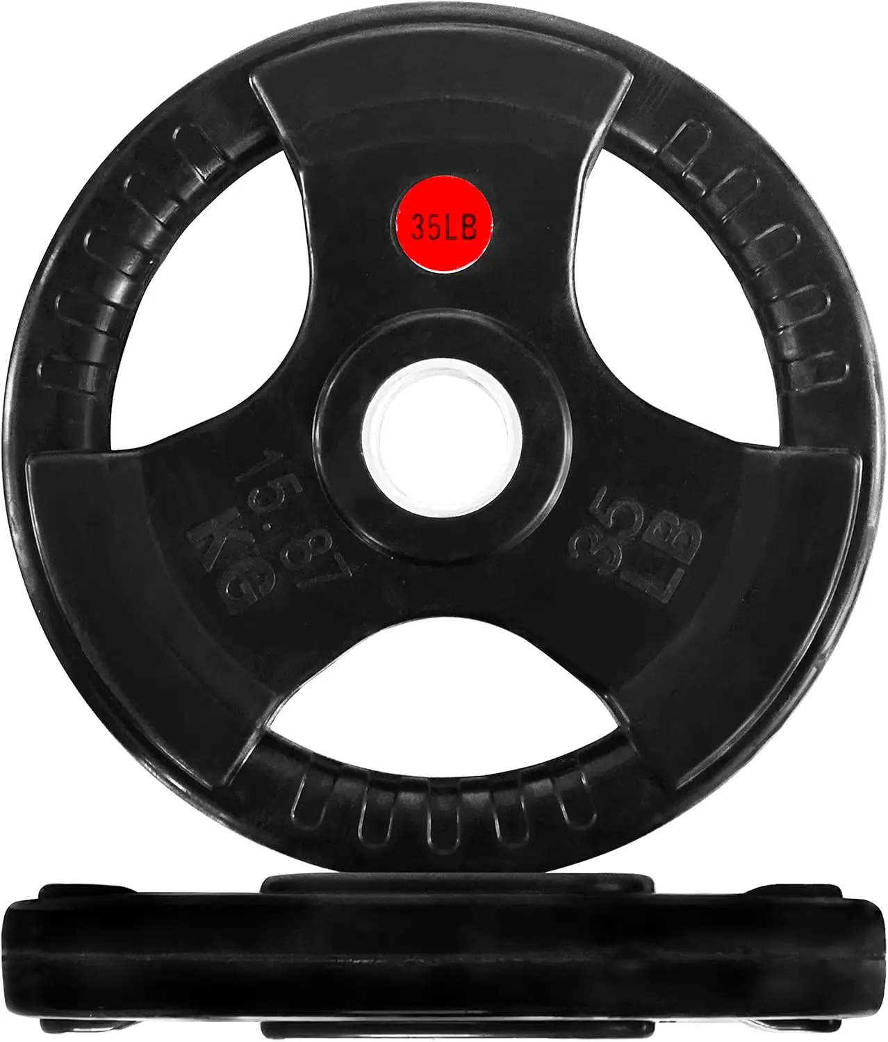 Strength Training and Weightlifting: 2-Inch Cast Iron 35LB Pair Weight Plates, Rubber Coated Style, Durable