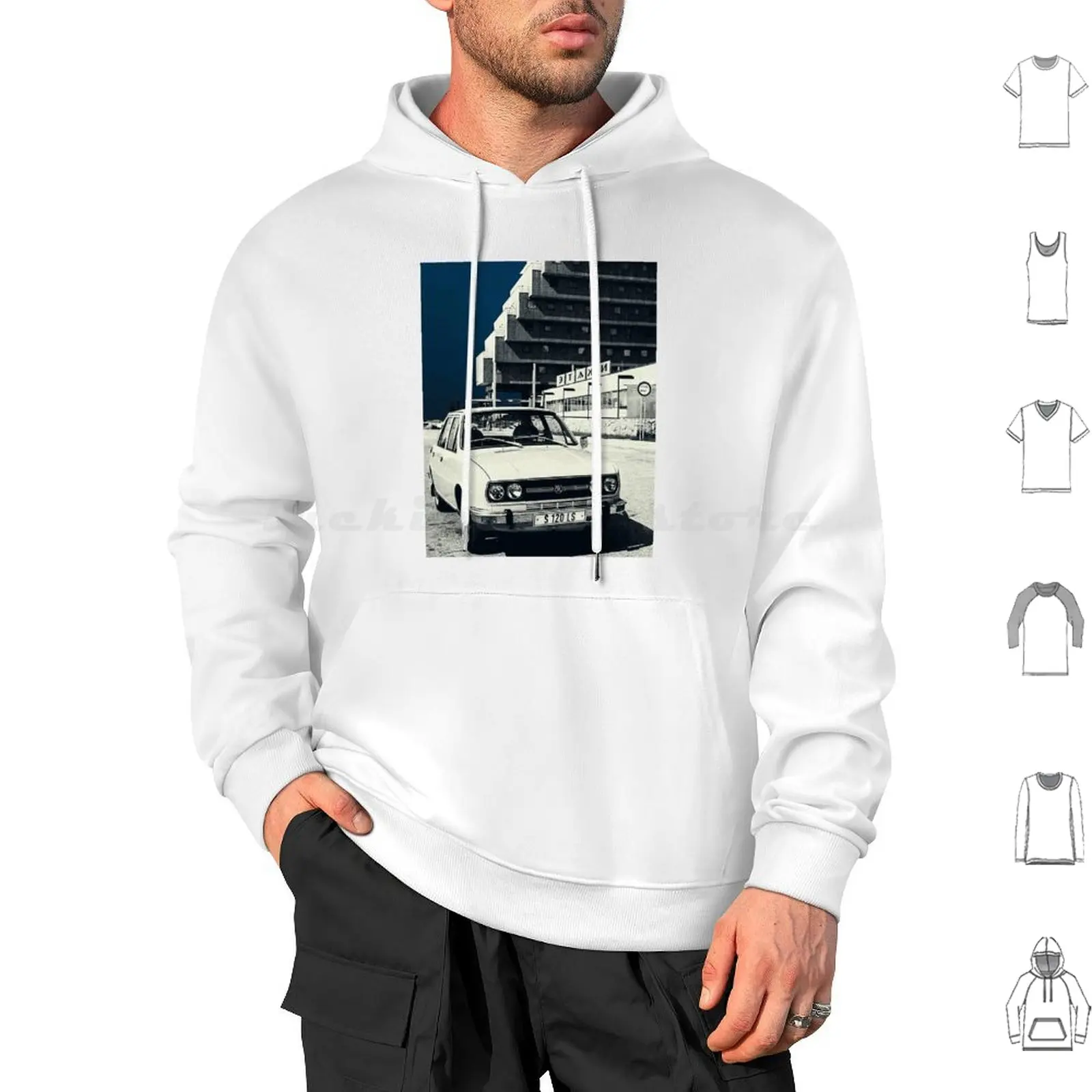 Molchat Doma-Stairs Graphic Art Hoodies Long Sleeve Stairs National Hotel Lada Soviet Belarussia Industrialism Post