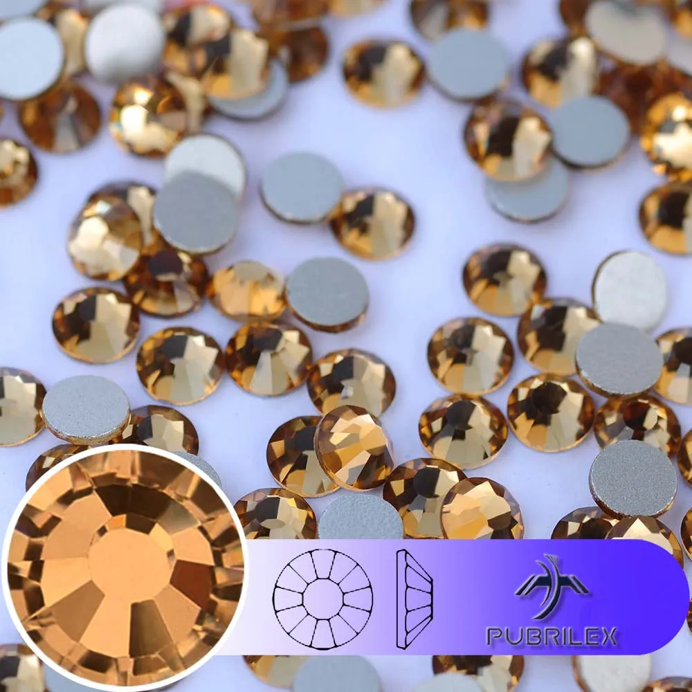 14Facts Light Colorado Topaz Pedrería para Uñas, de Cristal de Vidrio Tipo Diamante, con Base Plana, Sin Hotfix, para Confección de Prendas, Manualidades y Vestidos
