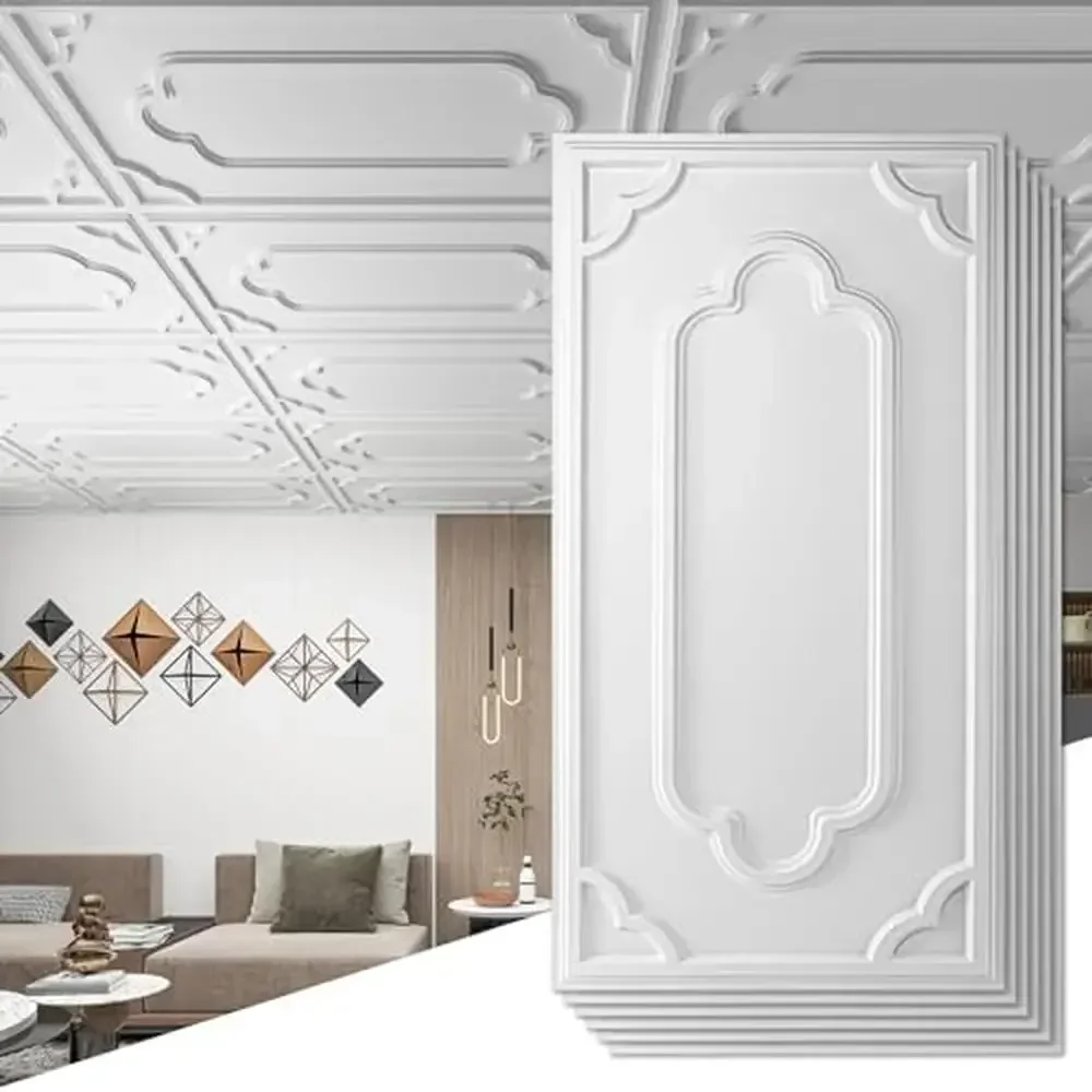 Azulejos de techo de PVC de 2x4 pies, paquete de 12, fácil instalación, Material ligero, personalizables, elegantes, patrones 3D, ideal para oficinas, cocinas