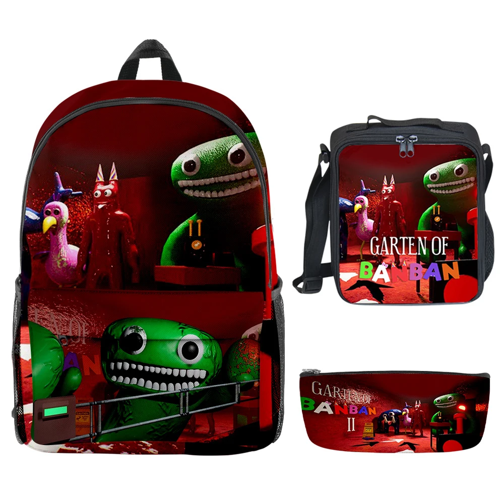 

Cartoon Youthful New Garten of Banban 3D Printed 3pcs/Set School Bags Laptop Daypack Backpack Crossbody Lunch bag Pencil Case