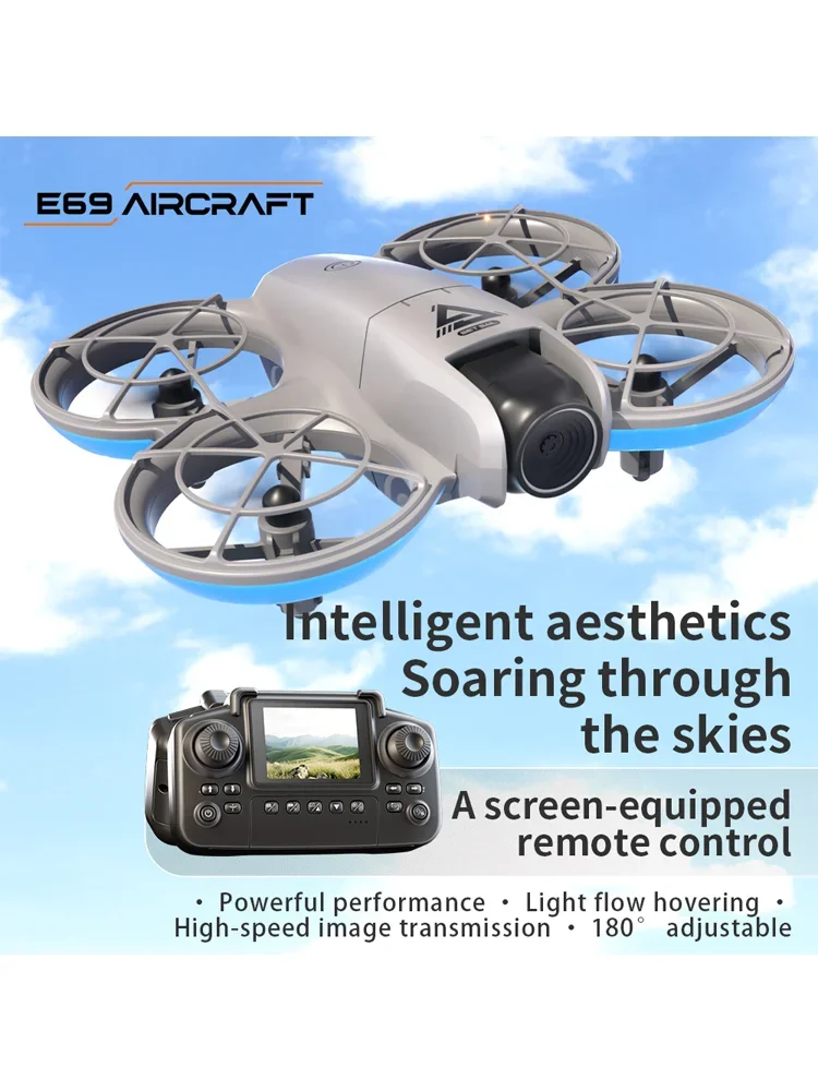 Xiaomi E69 Drone HD double caméra avion à flux optique avec contrôle d'écran aérien photographie sans brosse avion télécommandé