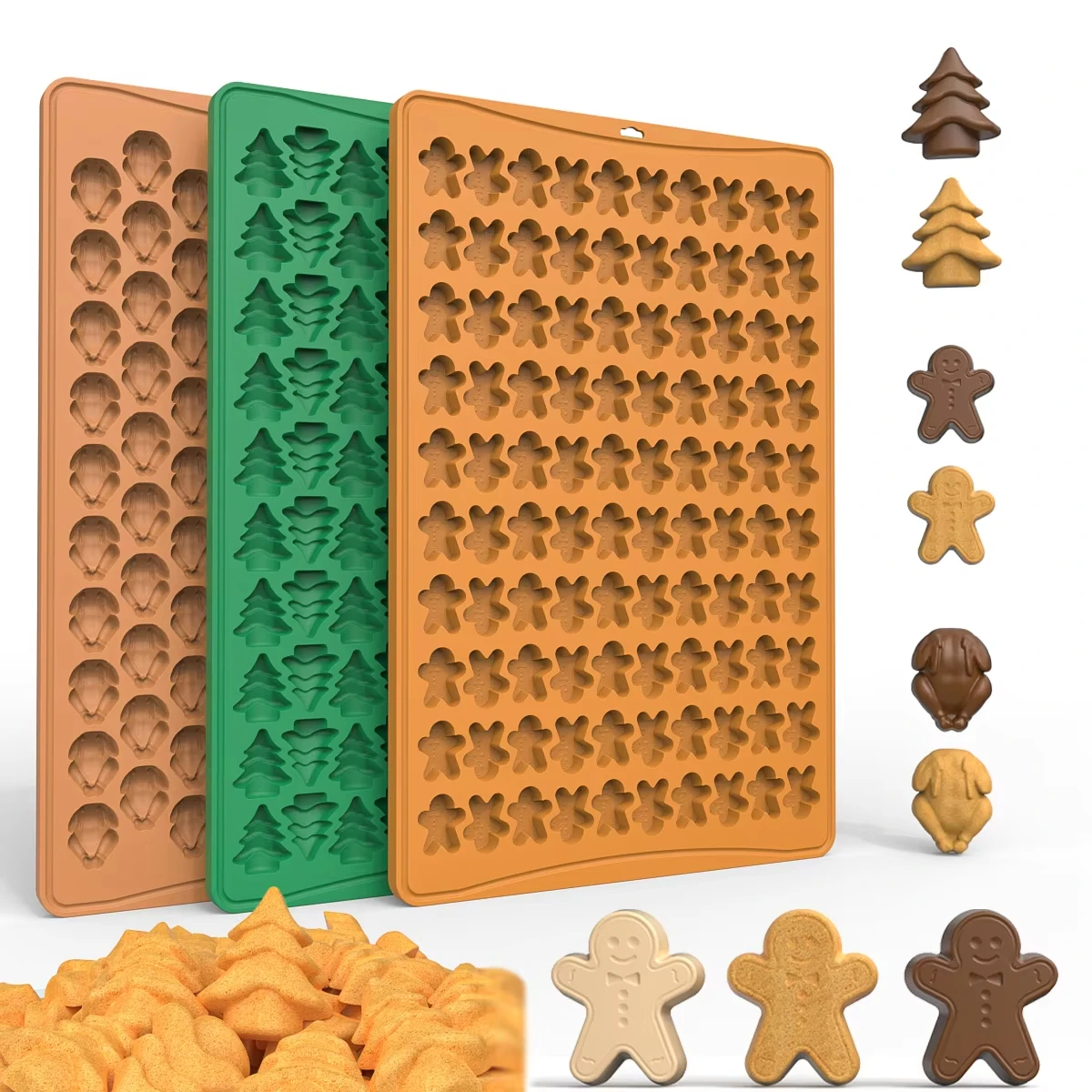 Homem de gengibre cortador de biscoitos 100 buracos molde de cozimento de silicone mini animal de estimação filhote de cachorro lanche biscoitos diy molde de chocolate
