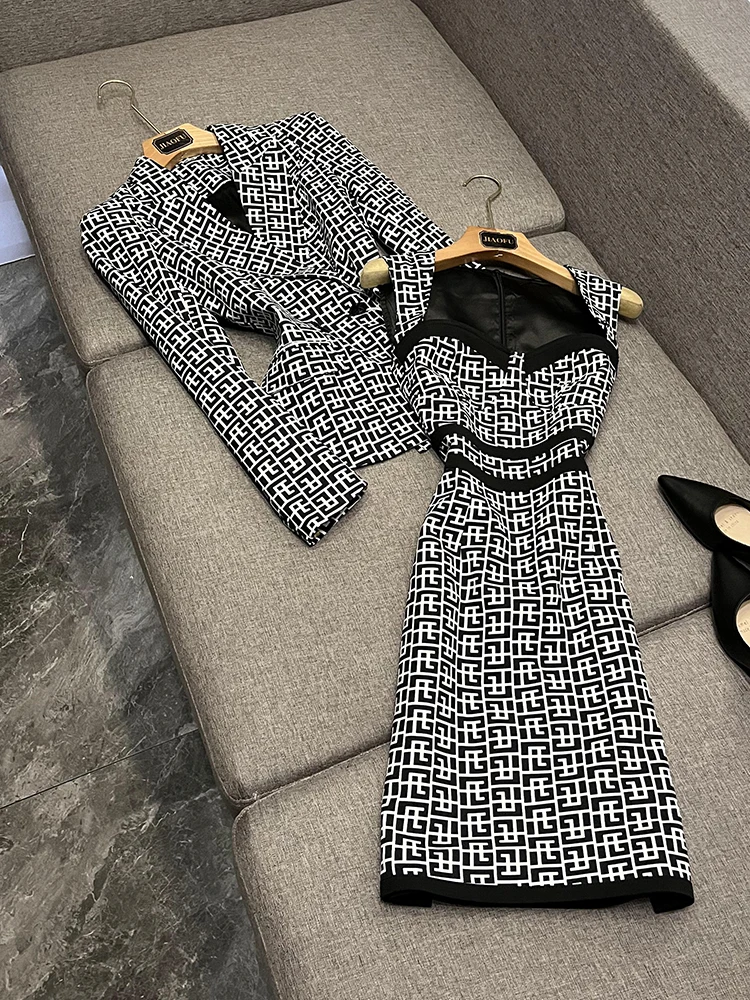 

Fashionable Short Suit Jacket And Skirt Set Women's Professional Summer Outfit Two Piece Set Stylish Commute Style