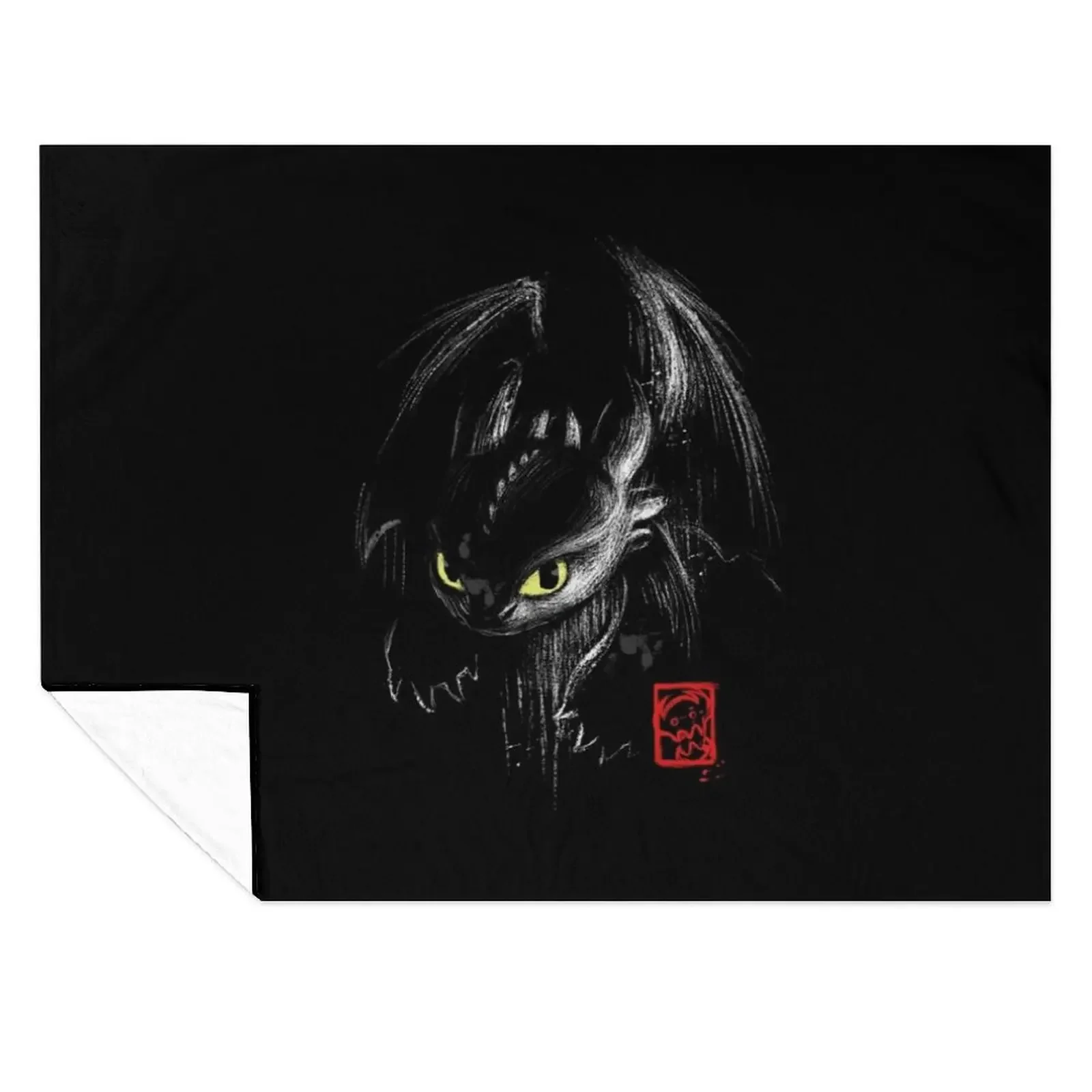 

Fury Ink - Fantasy Black Dragon - Animation Movie Throw Blanket Decorative Beds Luxury Throw christmas gifts Hairy Blankets