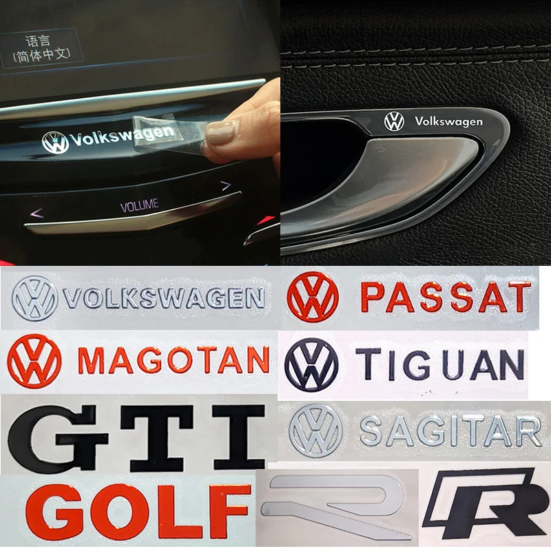 Car Emblem Sticker Accessories For Volkswagen VW Rline GTI R Polo Golf Passat Magotan Tiguan Jetta Santana Bora Sagitar Touareg