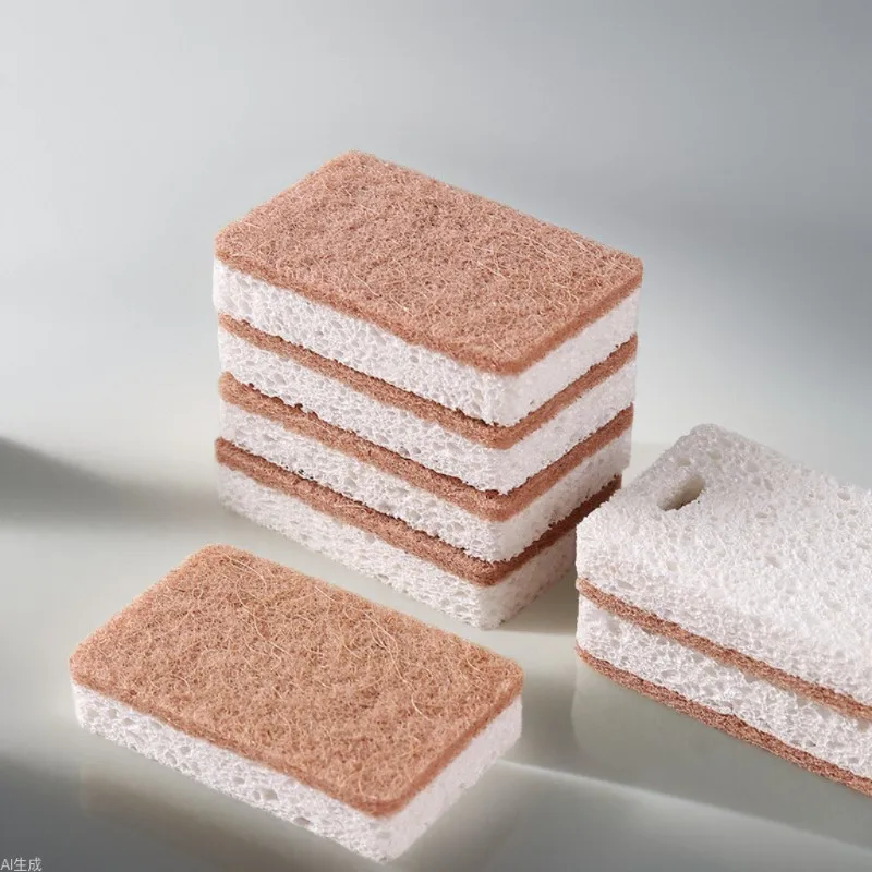 Piece Kitchen Cleaning Brush Set, Biodegradable Compostable Cellulose and Coconut Scrubbing Sponge
