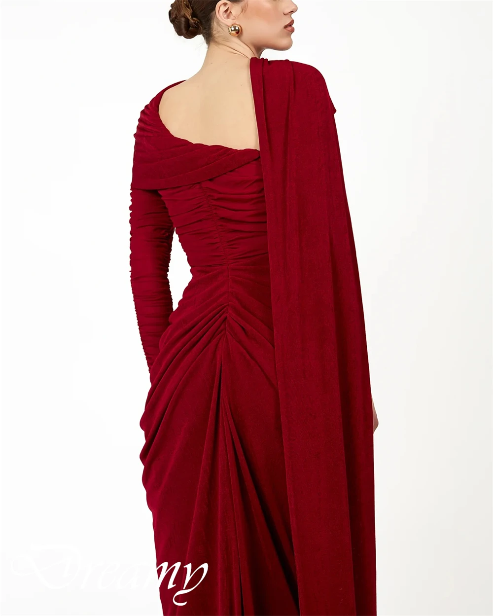 تخصيص  تخصيص حساسة واحدة الكتف طويلة الأكمام مساء اللباس رشيقة أشرطة الطابق طول حزب اللباس مثير غمد Pr #5