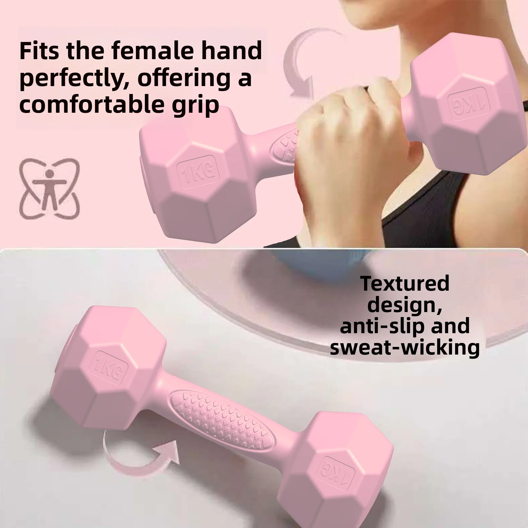 Women's 2kg Dumbbells for Home Fitness Students & Children's Yoga-Cement Solid Hexagonal Muscle Relaxation Strength Training