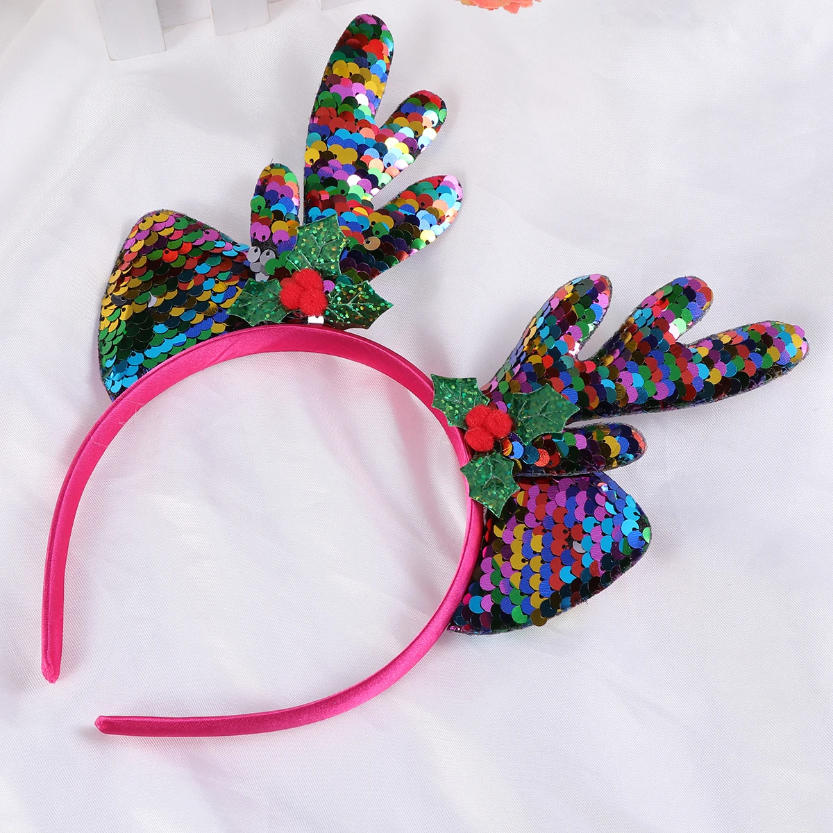 

Christmas Sequin Antlers Hair Bands Adorable Hair Hoops Headdress Party Favors Supplies Decorations ( Rainbow Color)