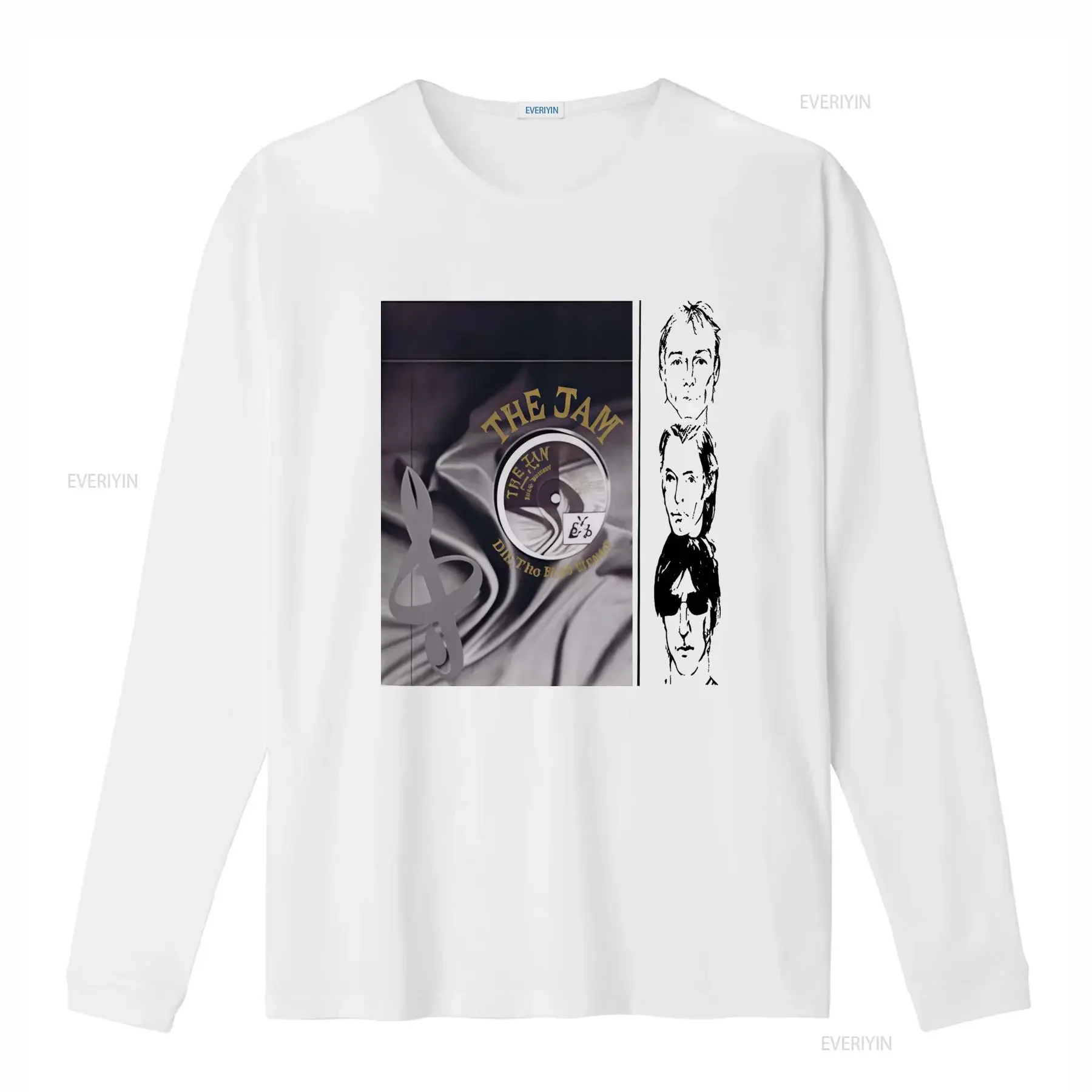 Vintage Retro The Jam Music Band Vinyl Record Treble Clef Print Casual Streetwear T Shirt vintage Washed Versatile streetwear