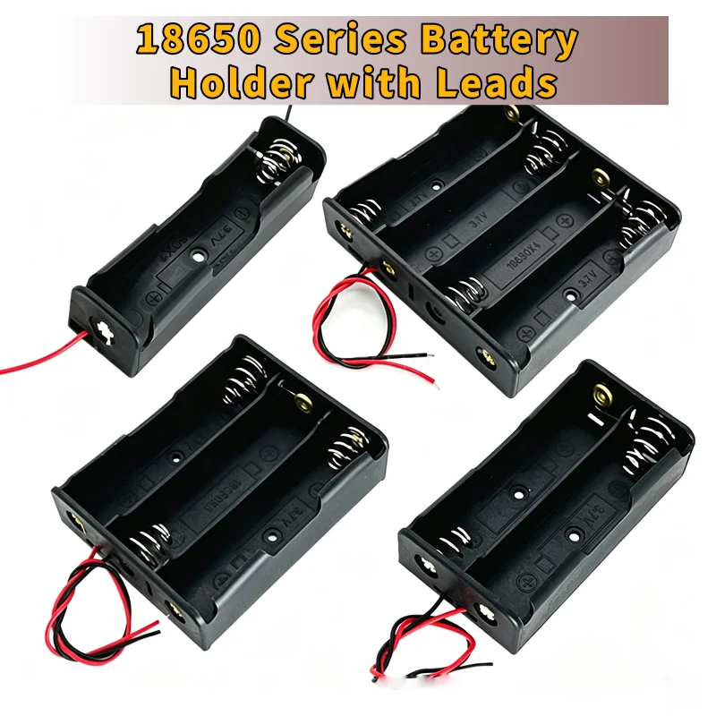 Plastic 3.7V 18650 Battery Storage Box Case 1 2 3 4 Slot DIY Batteries Clip Holder Container With Wire Lead For Low Current