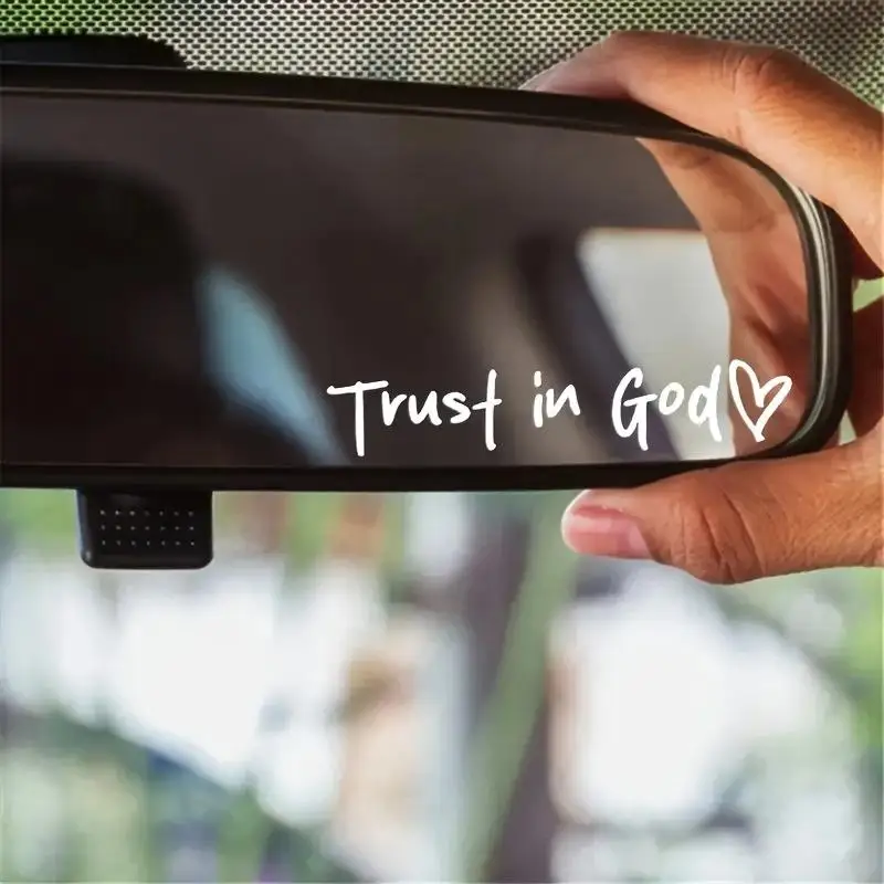 1/2Pcs Trust in God Decals, Rearview Mirror Stickers for Vehicles, Inspirational Car and Motorcycle Accessories
