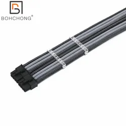 Premium Bridged 2pcs Dual PCie GPU 8Pin Graphics Card Male to Female PSU Power Extension Cable 1007 18awg Wire With 16Pin Combs