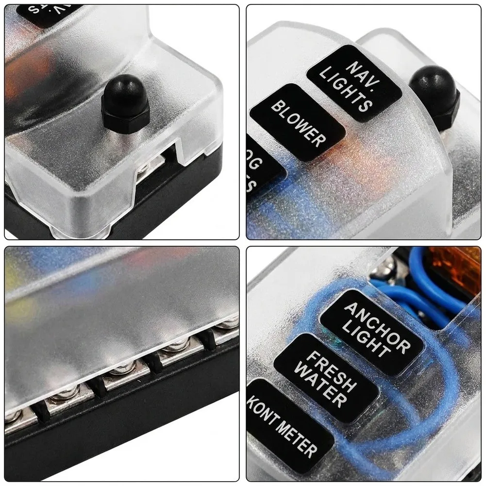 6 Way Automotive Fuse Box With LED Indicators 75A Power Distribution Block For Car RV Boat Marine Electrical Circuit Management