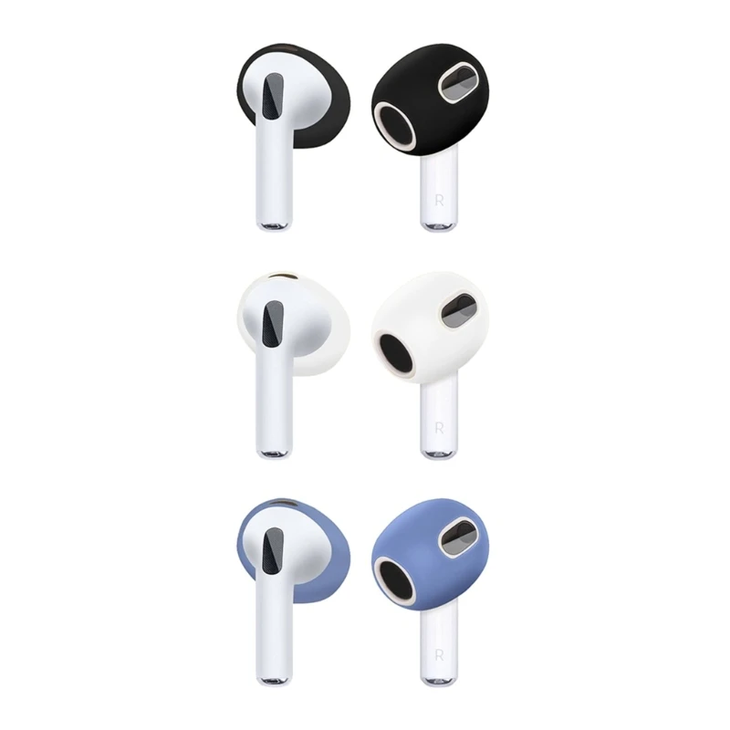 3คู่ซิลิโคนที่มีสีสันหูฟังหูฟังสำหรับ Airpods Pods 3หูฟังหูฟังหูฟัง