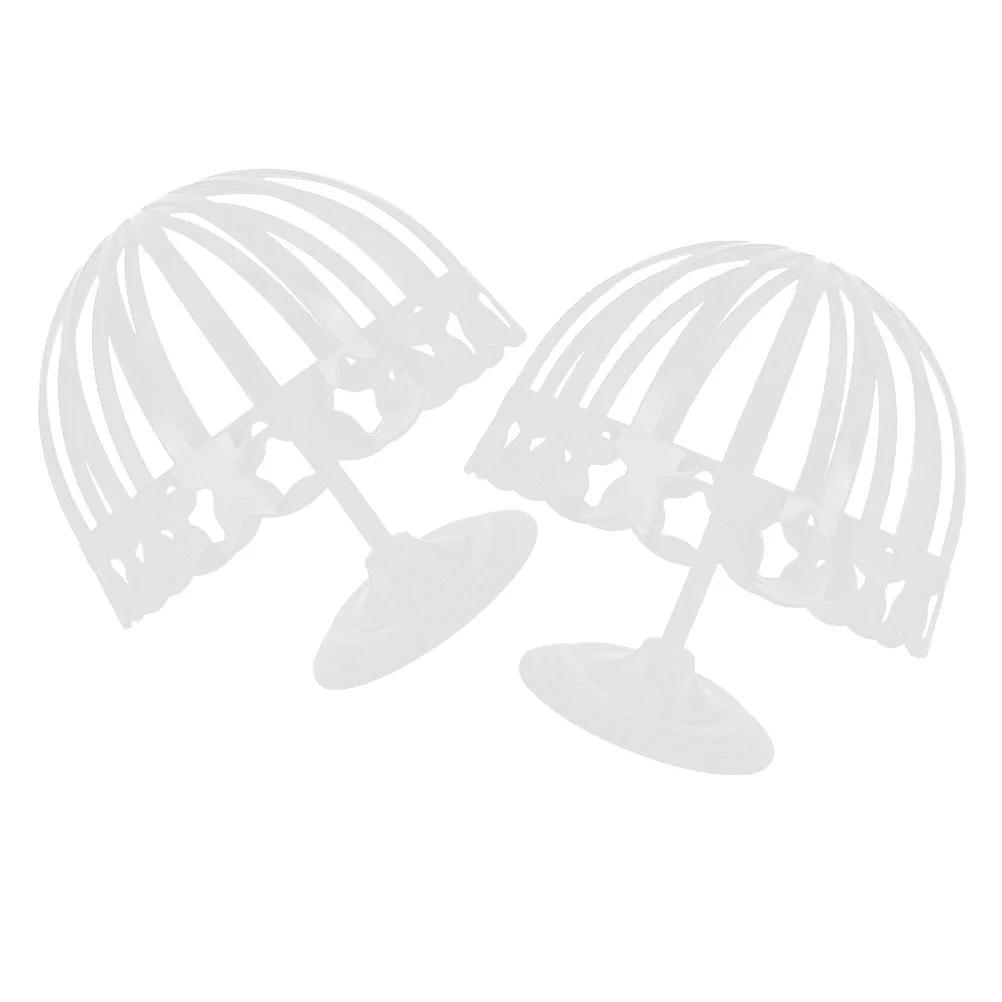 

2Pcs Hat Rack Display Stand Baby Bonnet Holder Head Wear Cap Organizer Plastic Retail Store White Elegant Modern Design