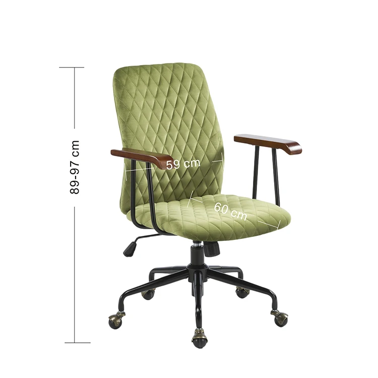 Anji Contemporary Design Style High Back Green Velvet Swivel Task Office Chair New Design Lift Chair