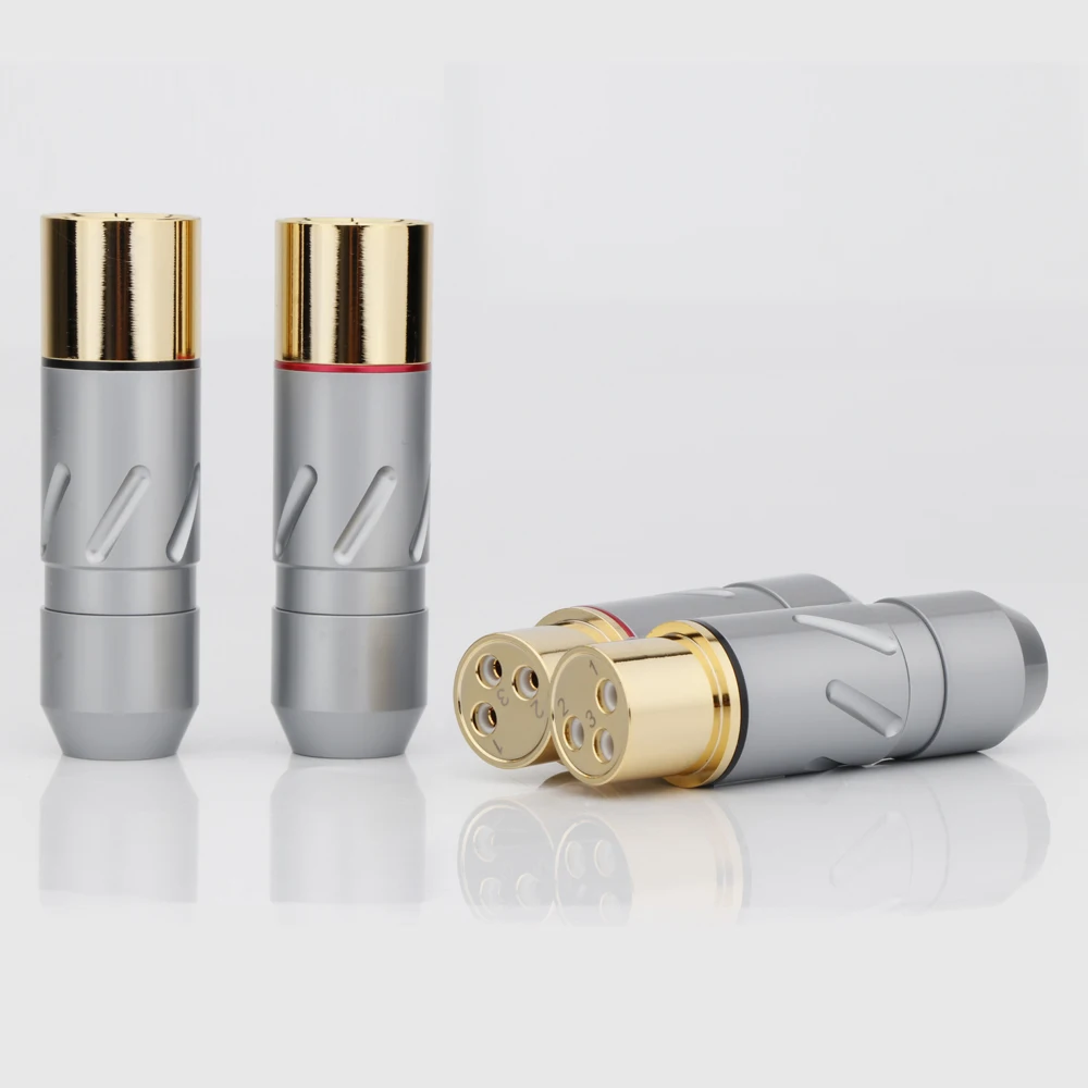 Monosaudio 99.998% pure copper XLR Connector Plug 24K 5U Gold plated  Audio Cable Balance 3Pin Hifi Audio MIC Balance Connector