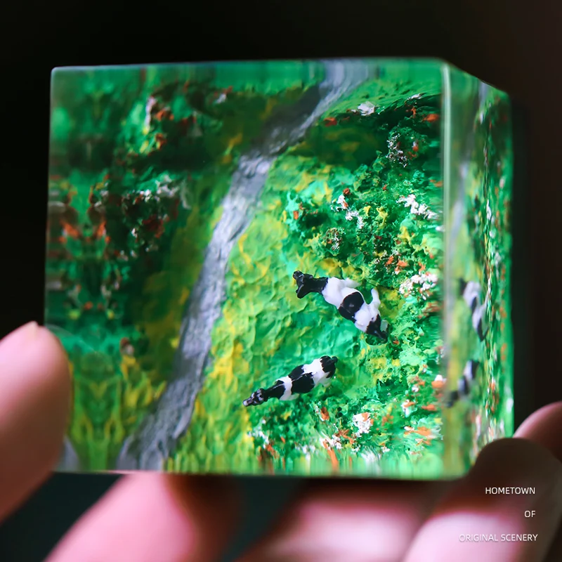 Three-dimensional landscape oil painting ornament resin advanced sense niche emotional stability healing knickknack ins