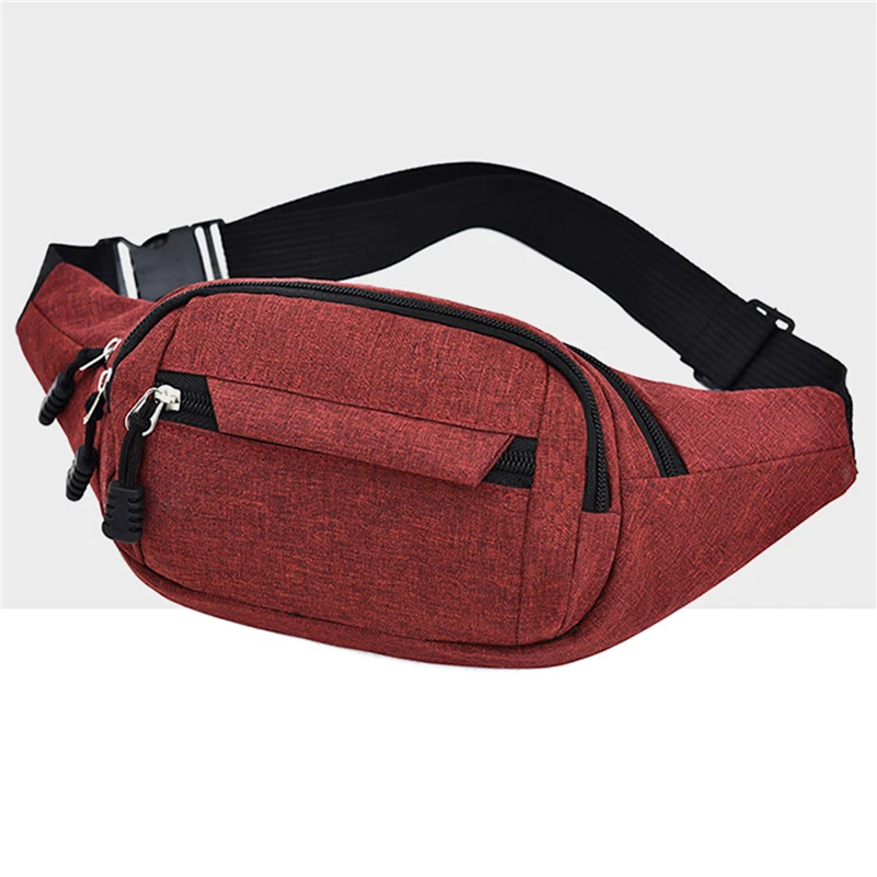 Waist Packs Women Men Waterproof Outdoor Sports Bag Unisex Canvas Pouch Fanny Pouch Solid Color Zipper Crossbody Male Bags