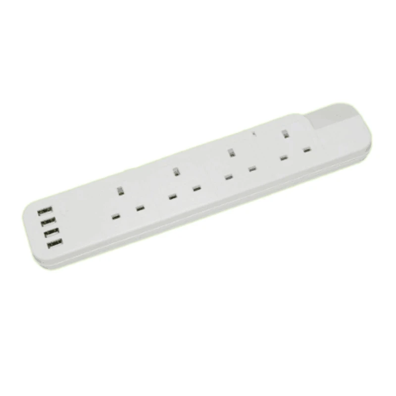 Power Board With 4 Sockets 4 USB Ports With 2M Cable Length Overload Protection Device For Home Office(UK Plug)