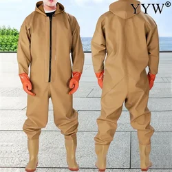 Fishing Jerseys Waterproof Hooded Waders Pants With Boots Gloves Set Adult Long Sleeve Overalls Hunting Wading Trousers Suit