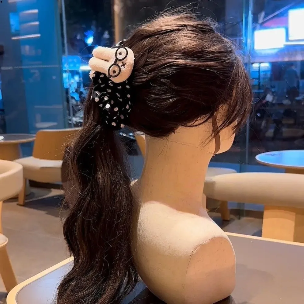 Cartoon Nijntje Konijn Grote Polka Dot Banaan Clip Fairy Stijl Hoge Paardenstaart Schattig Zwart Prachtig Haaraccessoire Kerstcadeau