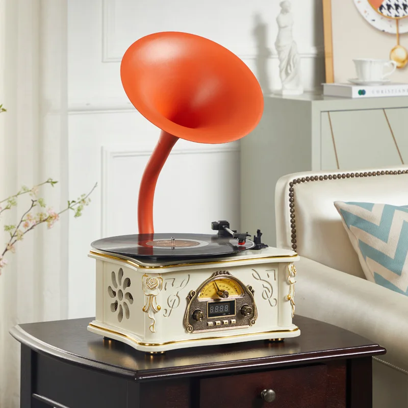 Mini vinyl record player retro phonograph nostalgic European record player living room ornament gift bluetooth speaker