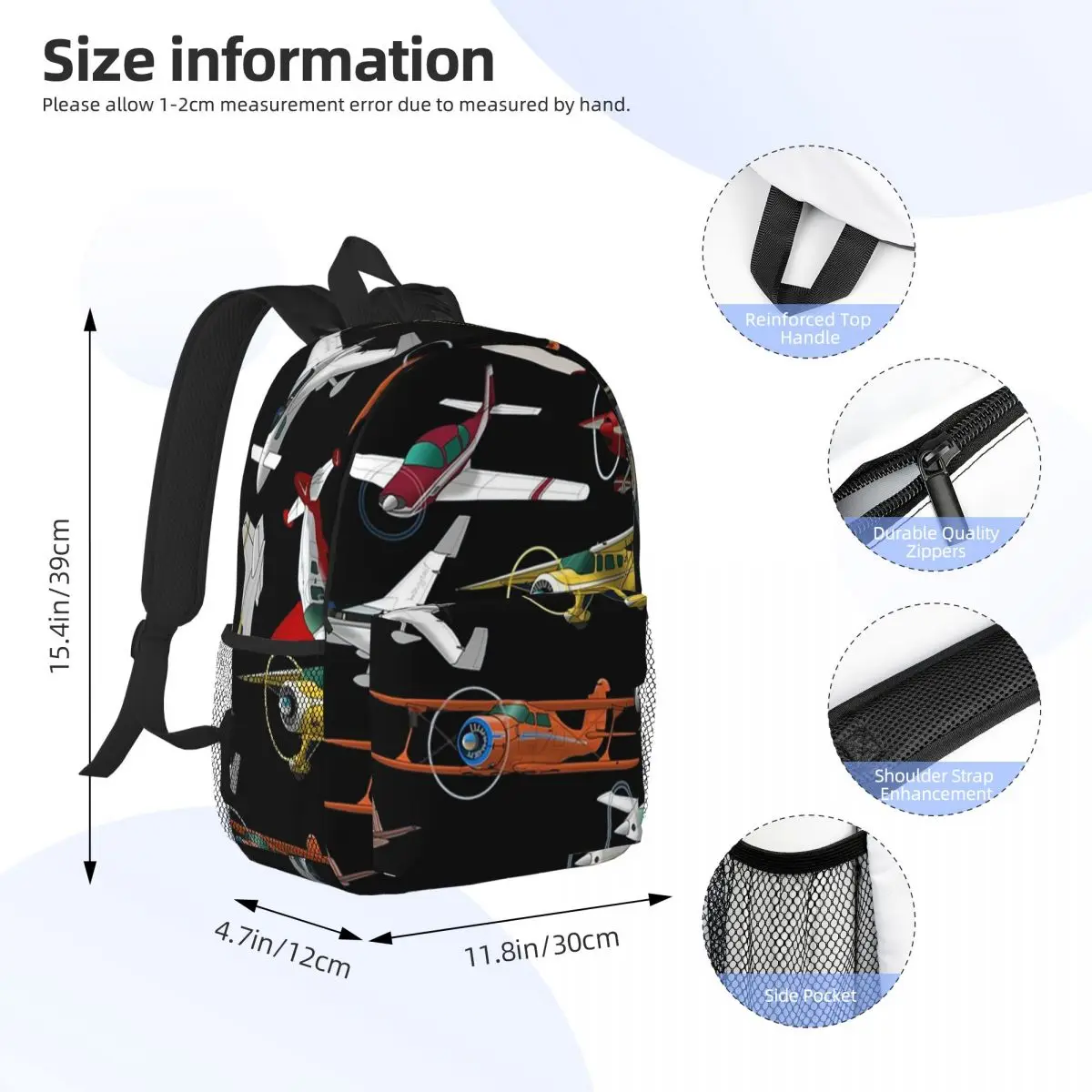 A Sky Full Of Airplanes Backpacks Boys Girls Bookbag Fashion Children School Bags Travel Rucksack Shoulder Bag Large Capacity