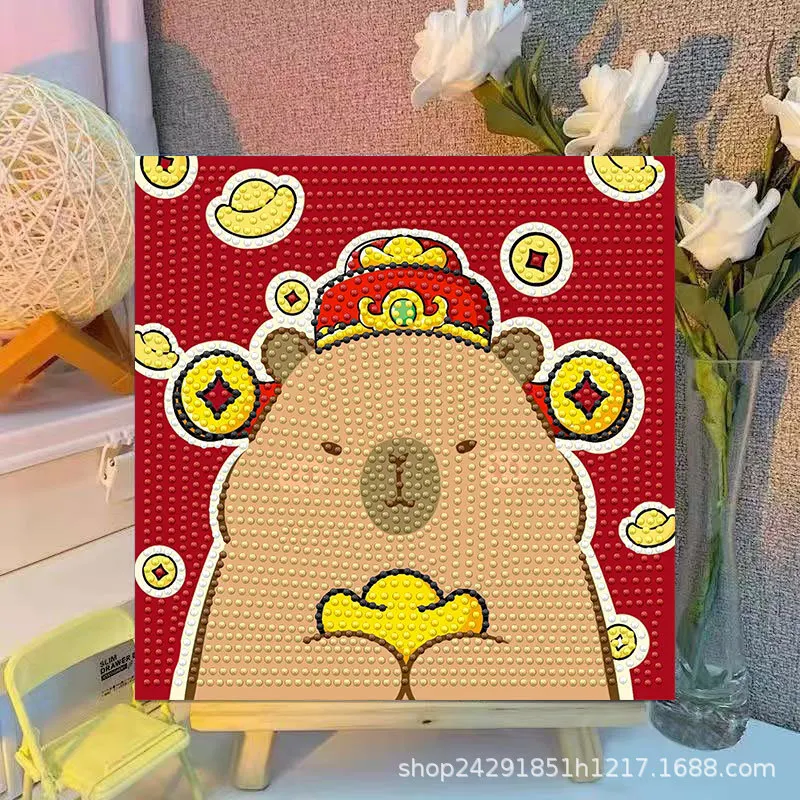 Cartoon Capibala Crystal Diamond Decorative Painting with Frame Art Painting 5D DIY Cross Embroidery Kit Couple Birthday Gift - view 6