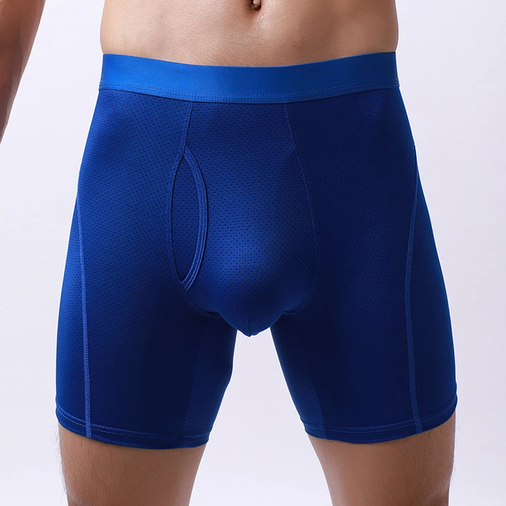 Clothes Men Underwear Pouch Shorts Solid Color.Low Waist Sport Boxer Briefs Breathable Knickers Length Underwear