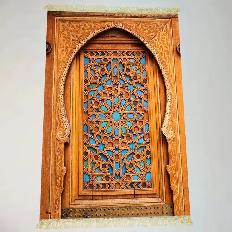 Classic Moroccan Geometric Arch Islamic Prayer Mat Foldable Non-Slip Muslim Janamaz Sajadah Rug Portable Travel Ramadan Gift