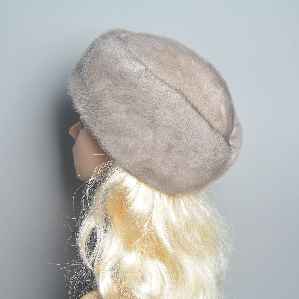 100% Real Natural Whole Fur Mink Fur Hat Women Winter Elegant European and American Fashion Women Fashion Real Mink Fur Cap