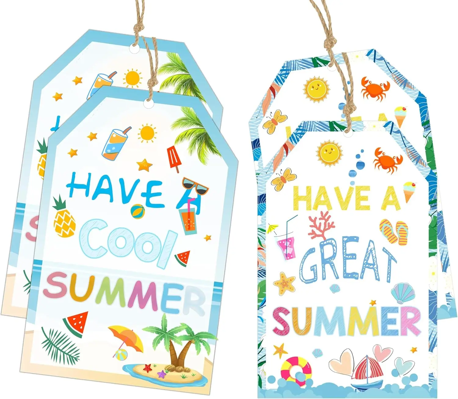 

50 шт. Подарочные бирки с летним признанием - 2 дизайна, украшение для вечеринки в стиле солнца, подвесные бирки Sunshine для дня рождения, школы,