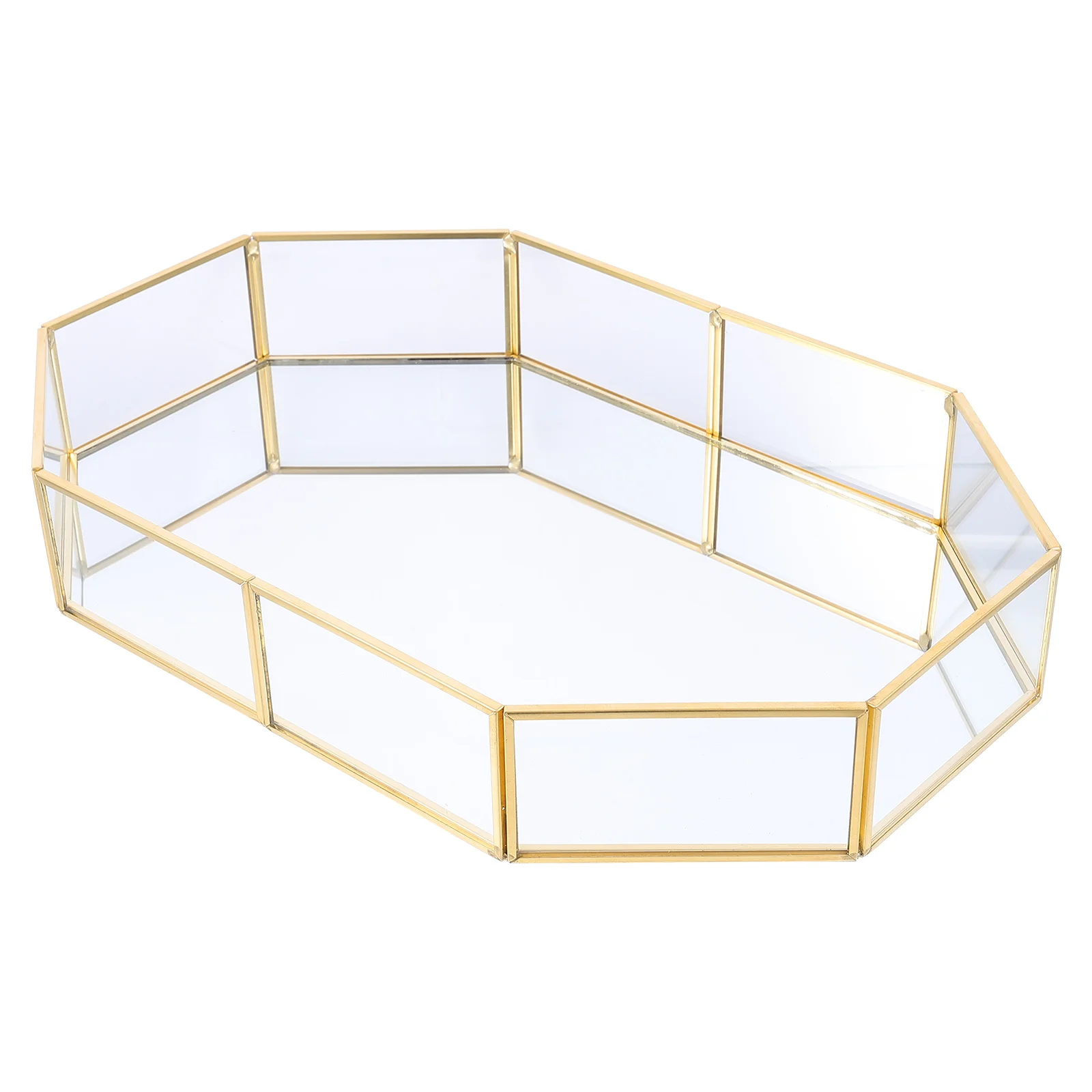 1Pcs Exquisite Jewelry Box Octagonal Glass Storage Tray Organizer for Rings Earrings Display Holder Jewelry Tray