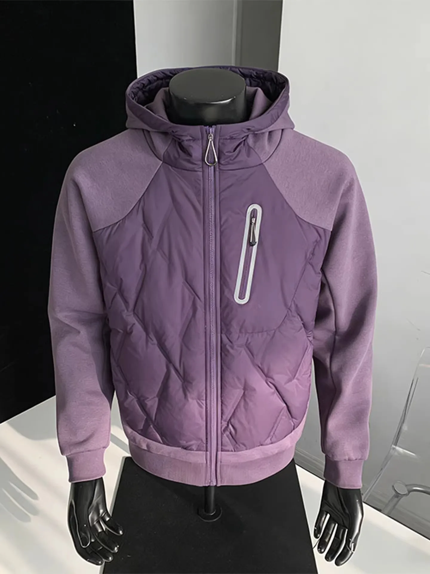 

Легкое пуховое хлопковое пальто Jaet с капюшоном, мужское зимнее уличное термостойкое пальто, фиолетовое, красное, 90, белое, Du Feather