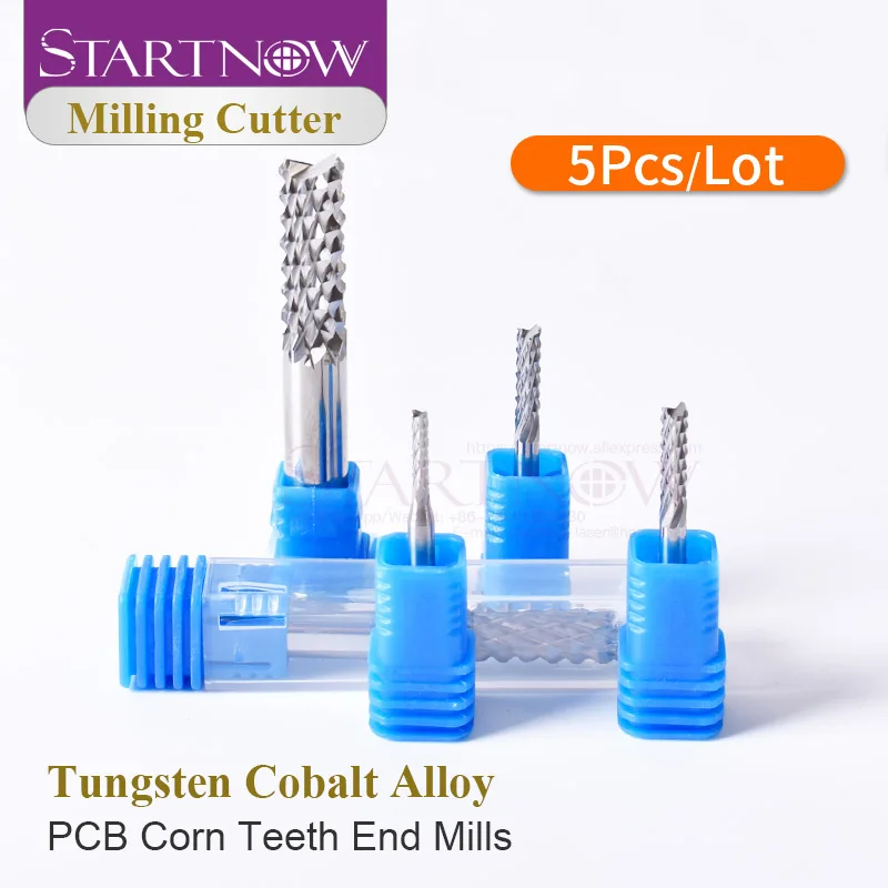 Startnow 5 sztuk frez do kukurydzy 3.175/4/6/8mm SHK węglika wolframu PCB frezy trzpieniowe grawerka CNC Router narzędzie tnące