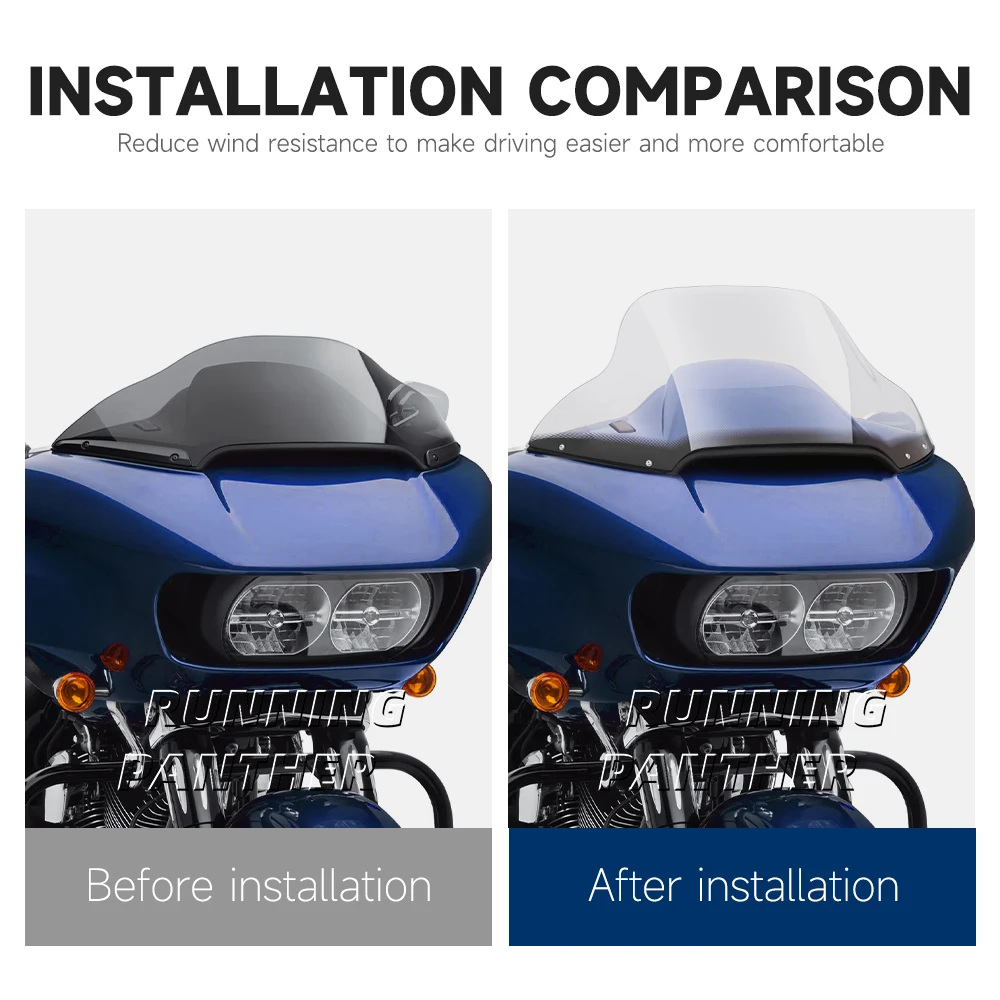 

Upper Windscreen Wind Deflector Fairing Case For Harley Touring CVO Road Glide 2015-2022 2023 Motorcycle PC Tall Windshields