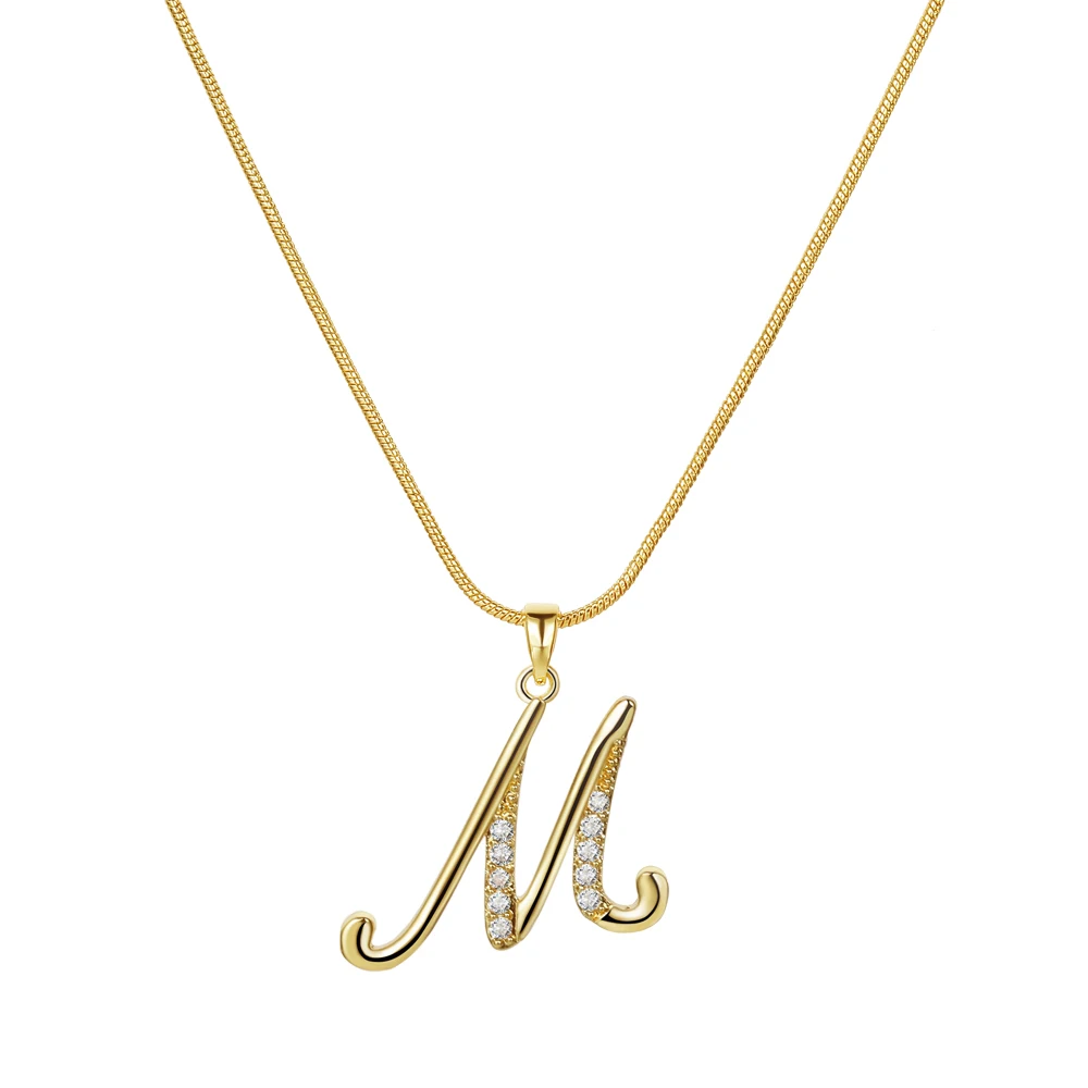 ALIUTOM Female  LETTER Design with Zricon Decoration Chian Necklace Gold Color Office Ladies Necklace Jewelry Gifts