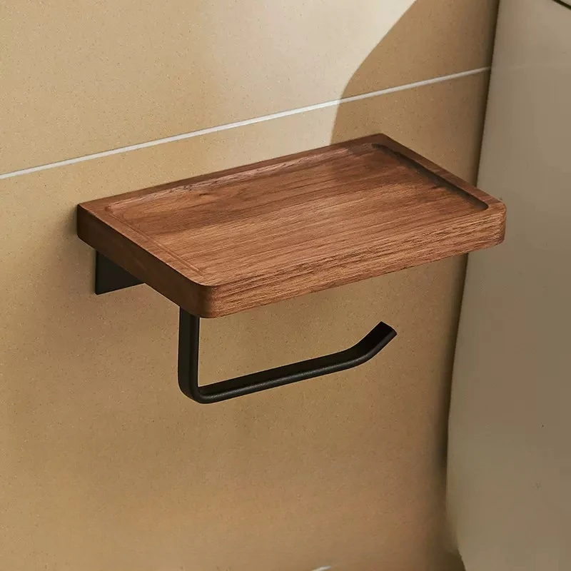 Walnut towel rack no punch bathroom shelf toilet wall mounted washroom storage organizer bath towel holder bathroom accessories