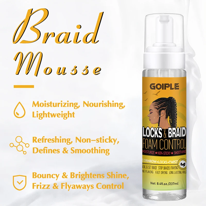 Goiple 24 Hours Extra Hold Locks and Twist Mousse Dreadlock Loc Hair Retwist Wax Conditioning Shining Foam Pure Neat Braid Gel