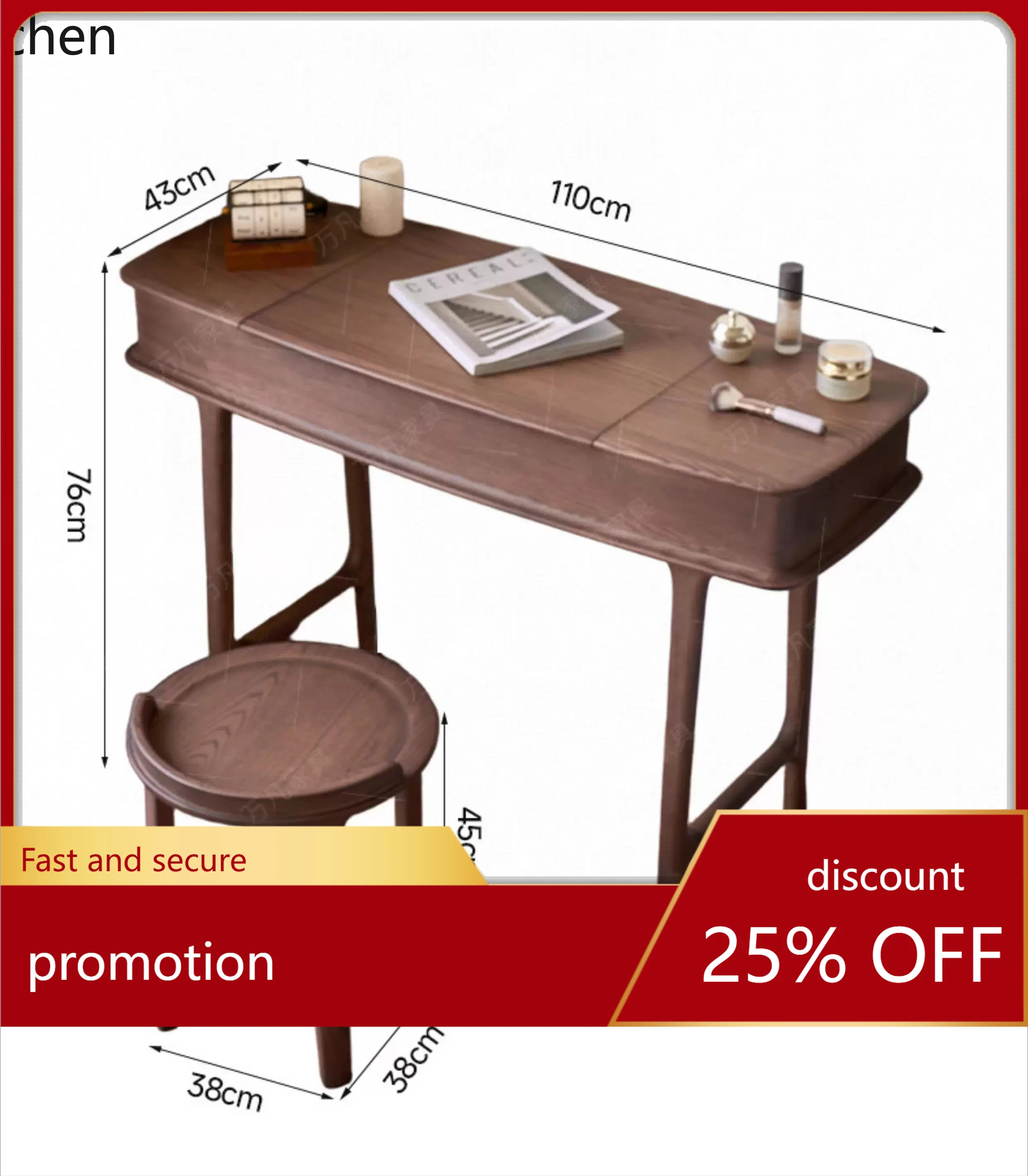 

ZML Bedroom Small Dressing Table Simple Multi-Grid Flip Cover with Mirror Makeup Desk Writing Desk