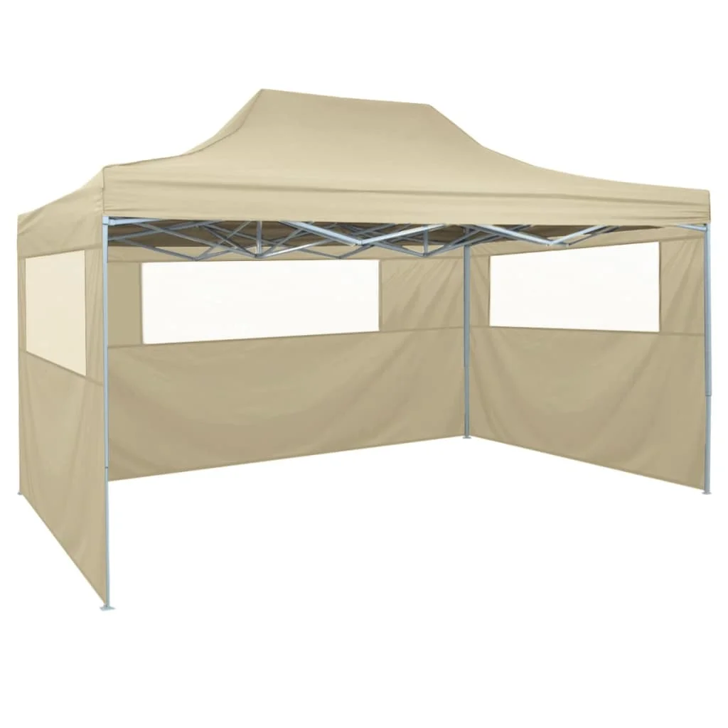 Foldable tent with 3 walls 3x4,5 m cream garden supplies, awning, outdoor supplies, awning, parasol, thermal insulation and rain proof