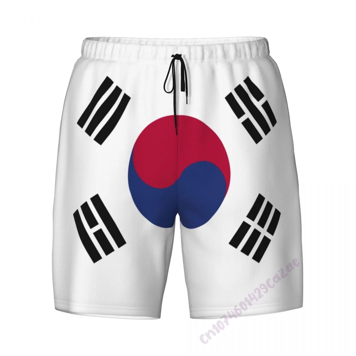 South Korea Flag 3D Mens Swimming Trunks With Compression Liner 2 in 1 Quick-Dry Summer Swim Shorts With Pockets